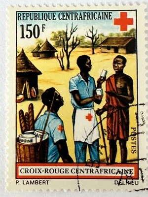 1972 French Central Africa Stamp Red Cross Aspirin 150 Fr Postage Centrafrique - Image 1 of 4