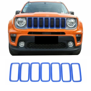 Inserciones de rejilla delantera anillo de cubierta de ajuste 7* para Jeep Renegade 2019-2022 azul brillante - Imagen 1 de 11