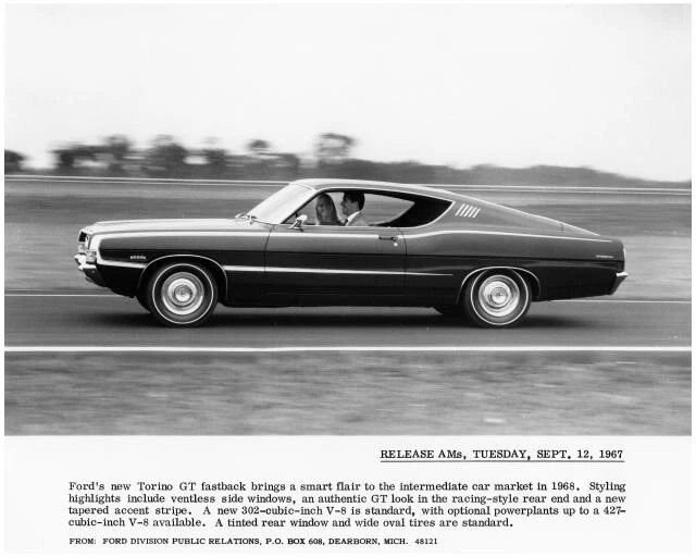 1968 Ford Torino GT Fastback Press Release Photo Poster with Text 0080 - Image 1 of 1