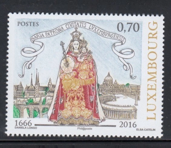 LUXEMBURGO Virgen María como Patrona EMISIÓN CONJUNTA CON SELLO CIUDAD DEL VATICANO MNH Foto 1 de 1