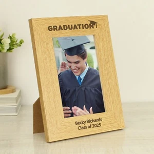 Personalised Graduation 6x4 Oak Finish Photo Frame I University School Gift - Picture 1 of 4