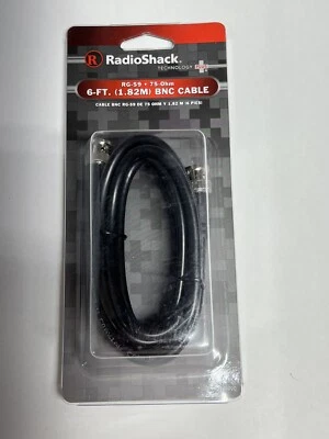 6 Foot BNC Coaxial Cable RG-59 75-Ohm Male Plug to Male Plug RadioShack 278-990 - Image 1 of 3