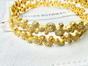 FREIDA ROTHMAN 14kt Gold Plated Silver CZ (2) Bangle Bracelets Retired Rare - Picture 1 of 8