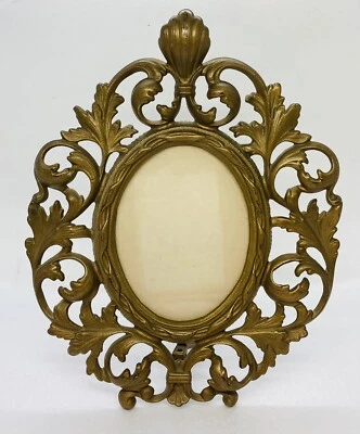 Antique Victorian Era Solid Brass Picture Frame Ornate Marked 0134 Rare 25 - Image 1 of 4