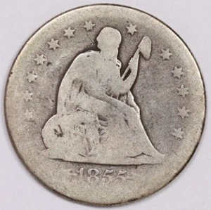 1855-O with Arrows 25C Silver Seated Liberty Quarter Dollar Circulated US Coin - Picture 1 of 2