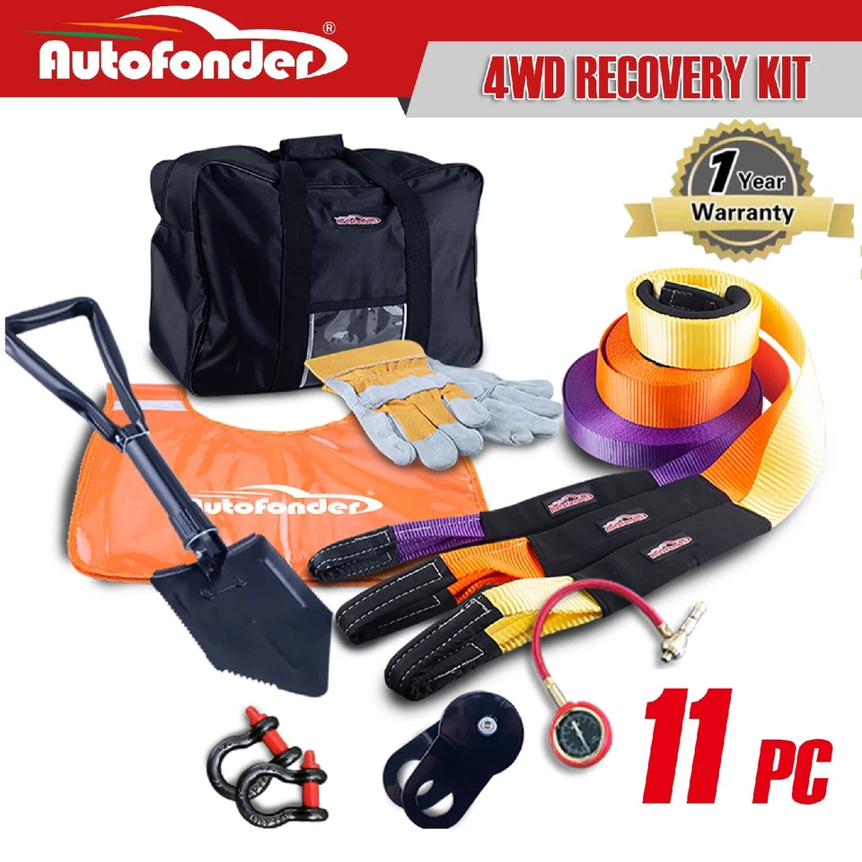 Nylon Recovery Kit 11PCS 4WD Winch Dampener Bag Off Road Snatch Strap - image 1 of 4