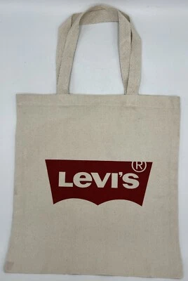 Levi’s Tote Bag White 100% Cotton Everyday Tote Batwing Logo Red 15.5”x15” - Image 1 of 2