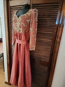 Vintage Victoria Royal Rost Perlen BH Strass Cocktail Party Kleid Gr.10 60er  - Bild 1 von 17