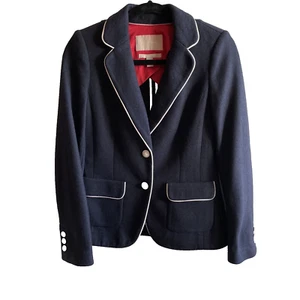 Banana Republic Navy Blue Italian Wool Crested Button Career Work Blazer 2 - Picture 1 of 7