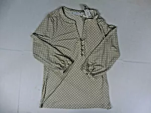 Pullover donna nuovo con etichette New York & Co marrone a pois manica 3/4 camicia bottone piccolo - Foto 1 di 6
