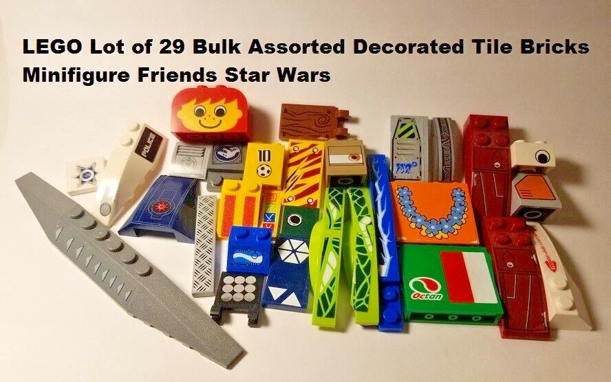 LEGO Lot of 29 Bulk Assorted Decorated Tile Bricks Minifigure Friends Star Wars - Image 1 of 1