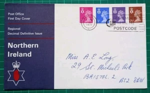 Northern Ireland 1971 FDC 21/2p, 3p, 5p, 7 1/2p FDC Bristol Postcode Slogan - Picture 1 of 3