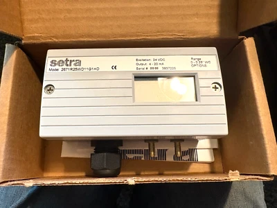 NEW Boxed SETRA SYSTEMS 267 DIFFERENTIAL PRESSURE TRANSDUCER 2671R25WD11G1HD - Image 1 of 2