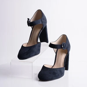 Pelle Moda Womens Pierce Midnight Kid Suede Heels Pumps Shoes Navy Blue US 9.5 - Picture 1 of 10