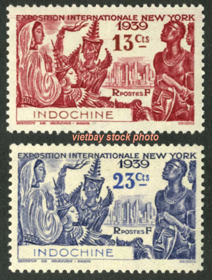 French Indochina / Vietnam 1939 Common Design New York World's Fair 203-204 MH - Image 1 of 1