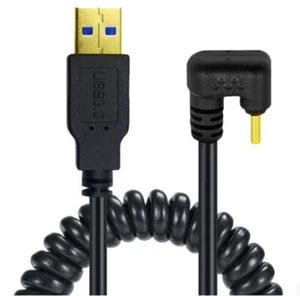 USB-C Type-C Male U Shape to USB 3.0 A Male Coiled Cable - Picture 1 of 3