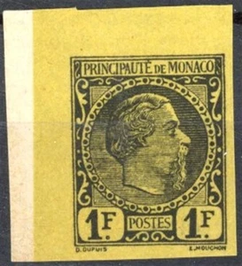 [68.231] Monaco 1885 Rare Imperforated MNG VF signed Brun stamp $4500 (Y&T 9b) - Picture 1 of 1