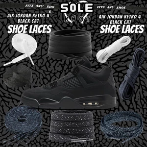 BLACK CAT Schnürsenkel Spotted Splatter Cement Ersatz für Jordan 4 Black Cats - Bild 1 von 11