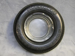 VINTAGE FIRESTONE STEEL RADIAL 500 SOFT RUBBER TIRE W/GLASS ASHTRAY - Picture 1 of 6