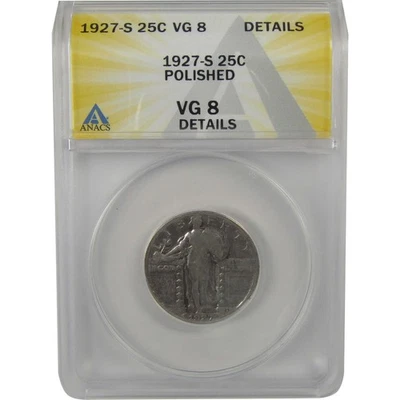 1927 S Standing Liberty Quarter VG 8 Details ANACS Silver SKU:I22332 - Image 1 of 4