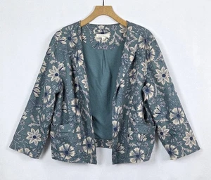SEASALT BLUE FLORAL PRINTED OPEN FRONT LINEN COUNTRY PATH JACKET UK 18 - Picture 1 of 14