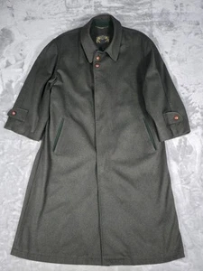 Vintage Lodenfrey Lambs Wool Oversized Coat Trench 54 Green Brown Long Hubertus - Picture 1 of 13