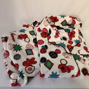 Kate Spade Pyjama Set Damen S Button Down Poly Blend Weihnachten Candy Cookies - Bild 1 von 8