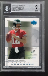 SLA196- 2001 UD Graded #81P a. J.Feeley Portrait RC /900 - BGS Mint (9) - Bild 1 von 2
