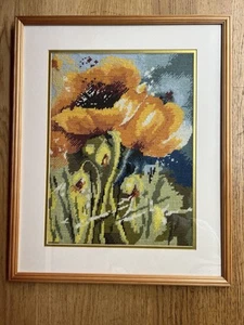 Floral Tapestry Framed Embroidery Cross Stitch framed 17.5 x 21.5" FREE POSTAGE - Picture 1 of 10