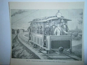 Gravure 19° train chemin de ferélectrique Lichterfelde école des cadets Berlin - Imagen 1 de 1
