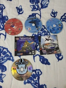 Dreamcast Loose 4 Games And 2 Manuals Lot Unreal Namco Museum Rippin Riders Flag - Picture 1 of 6