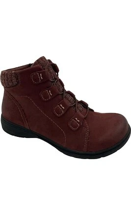 Clarks Collection 皮革针织踝靴 Carleigh Jade 勃艮第色 — 第 1/3 张图片