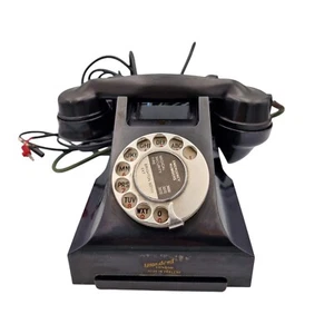 Teléfono de dial giratorio negro vintage GPO 164 - STC Ltd Reino Unido - utilería de pantalla sin probar - Imagen 1 de 22