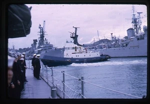 Vietnam War Transparency Slide USN Navy Tugboat Assisting Warship In Harbor - Picture 1 of 2