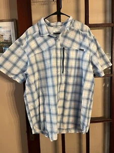 Columbia Men’s 2XL Blue Plaid Short Sleeve Vented Button Up - Picture 1 of 4
