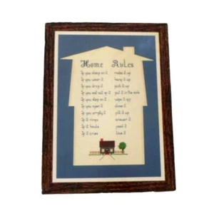 Vintage HOME RULES Wall Sign Plaque Family Guests - Picture 1 of 5