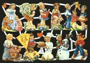 Chatarra troquelada estilo vintage en relieve alemán - adorable muñeco de nieve para niños EF7036 - Imagen 1 de 1