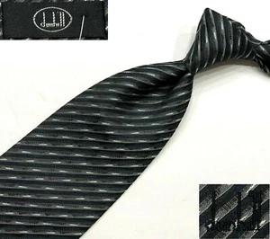 DUNHILL NEW $195 LOGO STRIPED 100%SILK HAND MADE CLASSIC TIE W 3 7/8", L 55 1/4" - Picture 1 of 12