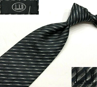 DUNHILL NUEVO $195 LOGO RAYAS 100% SEDA HECHO A MANO CORBATA CLÁSICA CON 3 7/8", L 55 1/4" Foto 1 de 4