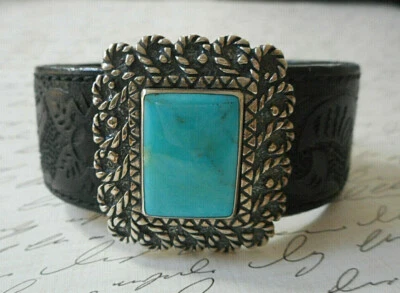 Brazalete Relios Carolyn Pollack Cuero Turquesa Plata Esterlina CP-49A Foto 1 de 4