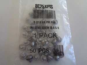 Machine Screws 8/32 x 1/4 Phillips Pan Head Sems Internal (50 PC Lot) NEW - Picture 1 of 1