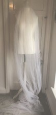 White Diamante Net Long Wedding Veil