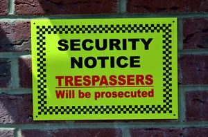 Security notice trespassers will be prosecuted sign - A5 plastic CCTV private - Picture 1 of 1