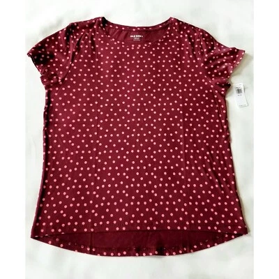 Old Navy Girls Softest Tee NWT Polka Dot Dark Red Pink Short Sleeve Top XXL 18 - Image 1 of 4