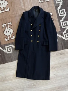Army WWII Military Vintage 40s Double Breasted Navy Heavy Wool Coat Size M/L - Picture 1 of 12