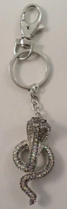 Rhinestone Bling Cobra Snake Key Chain Charm Purse Dangle Fob Charm - Picture 1 of 5