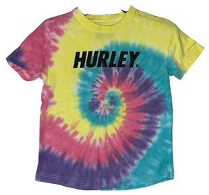 Hurley Kids Tie-Dye T-Shirt Large 7 Cotton Blend Multicolor Spiral Design Short - Picture 1 of 4