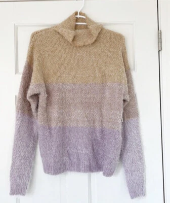 NUEVO CON ETIQUETAS NORDSTROM BP Suéter de Pestañas Talla S Morado Marrón Suave Cuello Tortuga Foto 1 de 4