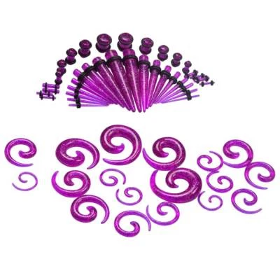 36-54Pcs Ear Stretching Kit Acrylic Taper Tunnel Plugs Gauges Piercing 14G-00G - Image 1 of 4