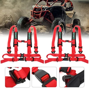 Pair of 4 Point Harness Racing Seat Belt Red - 2" Padding For CanAm X3 YXZ UTV - Picture 1 of 9